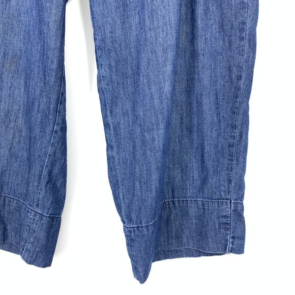 Talbots Pull On Chambray Cropped Pants Womens Size MP Elastic Waist Blue - Picture 4 of 6